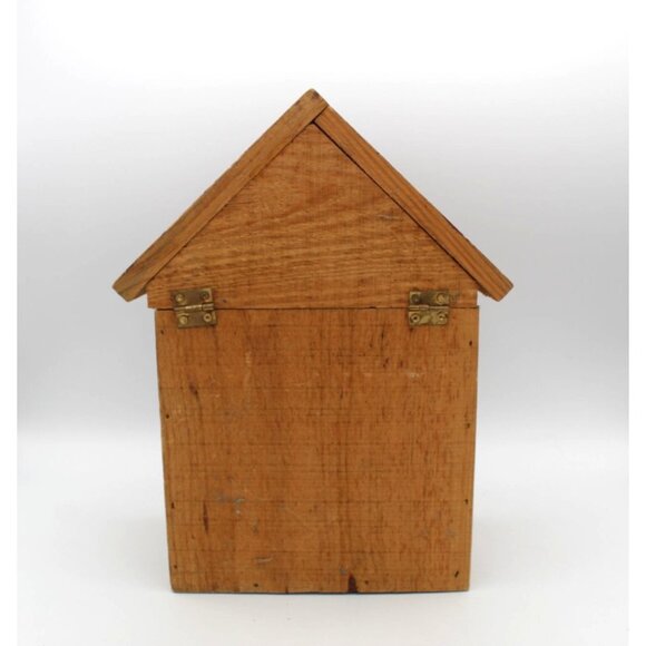 Recipe Box Wooden House Shabby Chic Beach Drawers Open Hinged Vintage 9.75 Inch - Picture 2 of 16